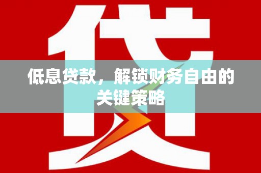 西市低息贷款，解锁财务自由的关键策略