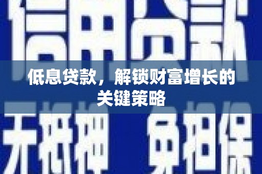 泸州低息贷款，解锁财富增长的关键策略